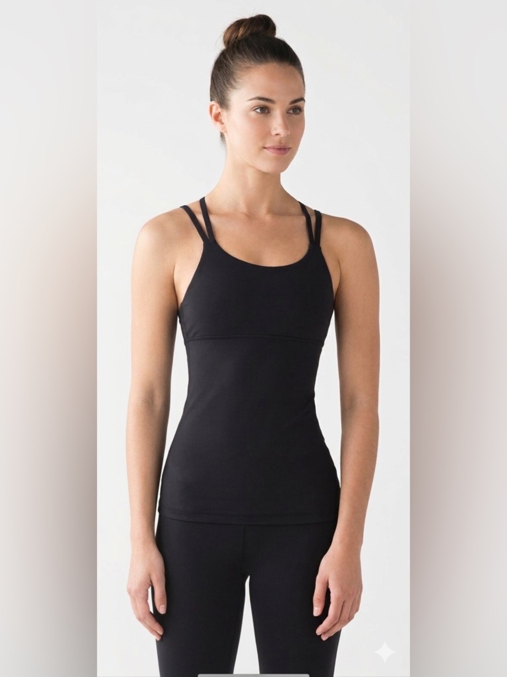 Lululemon Yeah Yoga Tank Black Size 2 Mesh Back Ventilation Built in Sports Bra